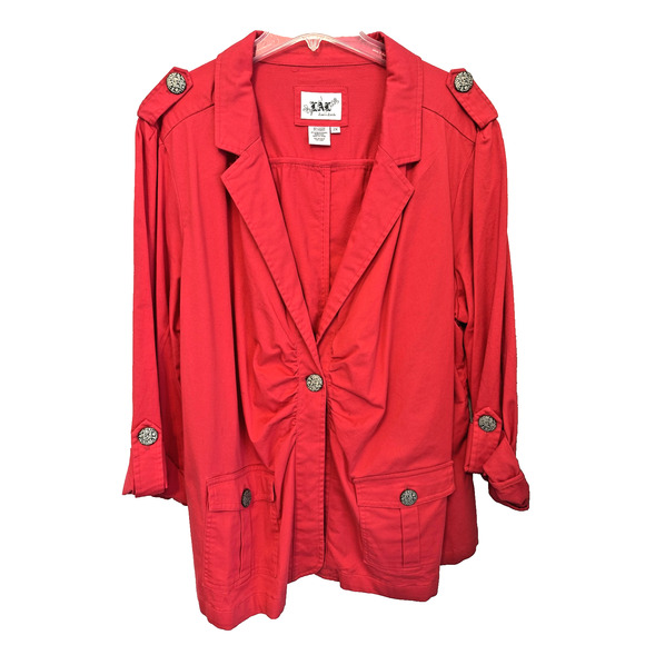 Live a Little Jacket Womens 2X Hot Pink Button Front Utility Pockets Ruched - Picture 1 of 6